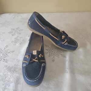 Sperry Loafers Womens  Blue & Tan SLIP ONS Top Sliders Sz 6M